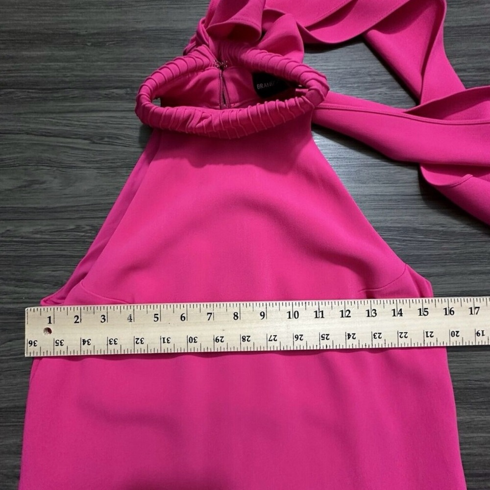 Brandon Maxwell Womens Dress 2 Hot Pink High Neck Bow Halter Cocktail Mini Event - Picture 6 of 11